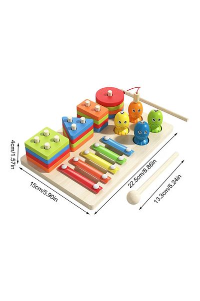TOYMOGER A Montessori Baby Wooden Sorting Stacking Toys Shape Color Colorful Block Educational Learning Toy.