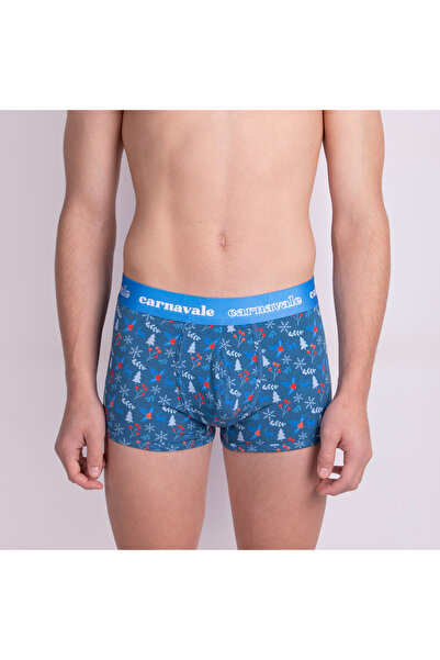 MODA Carnavale Desenli Mavi Erkek Boxer