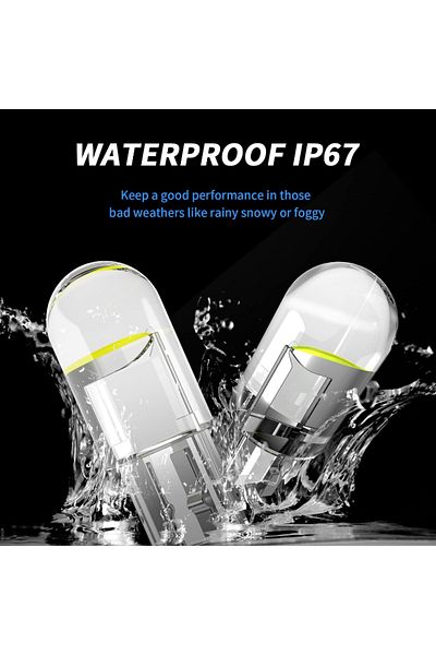 oein 10 قطع من مصابيح LED بيضاء T10 W5w Canbus Glass Cob 6000k مصباح قراءة باب السيارة لمبة ترخيص 194 192 168