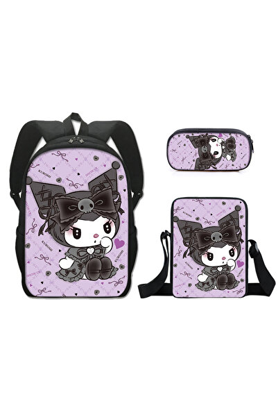 Choice 3pc-04 Sanrio Kuromi Backpack Sanrio Backpack Pencil Bag Student Schoo...