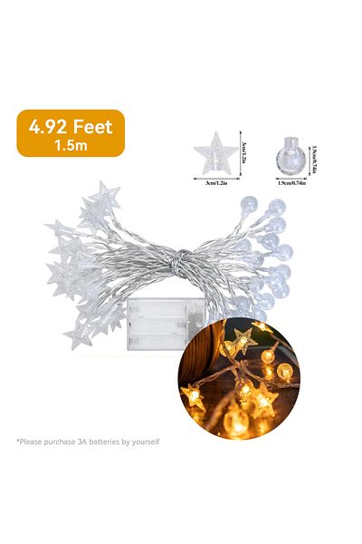 Choice 1pc 1.5/3/6m Star & Bubble Ball Fairy Lights - Ideal For Room, Birthday, Party, Wedding Decoratio...