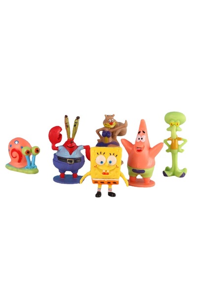 Choice 6 قطع من زينة حوض السمك سبونج بوب، زينة دمية كرتونية لحوض السمك، منزل الأناناس، سمكة شري