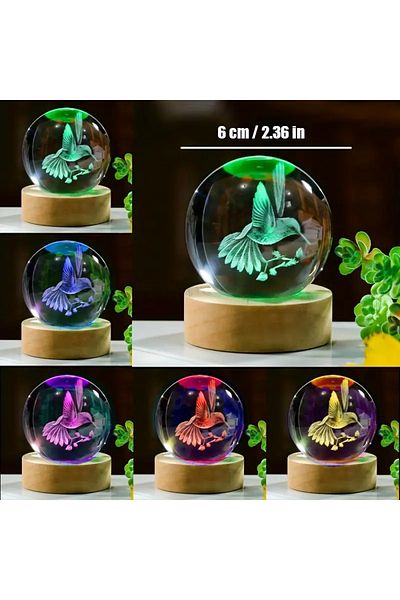 Choice Bird 1 Pc 3d Hummingbird Crystal Ball, Creative Laser Engraving, Suitable For Home Bedroom Decoratio