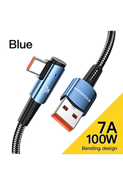 Choice كابل USB Type C 7A من Essager بطول 2 متر، بزاوية 90 درجة، لهاتف OPPO، ...