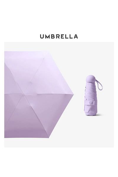 Choice Purple Folding Travel Umbrella 6 Ribs Lightweight Compact Pocket Umbrella Windproof Rainproof With C