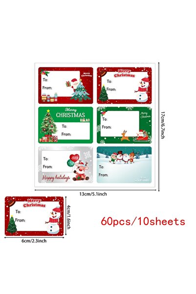 Choice 60 قطعة - 10 أوراق 60 قطعة / 10 أوراق علامات عيد الميلاد 8 تصميم ملصق ...