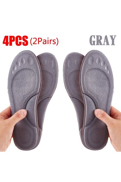 Choice Eu 43-44 4pcs - Gray Pu Feet Sole Soft Orthopedic Sport Insoles For Breathable Shock Absorption Runn