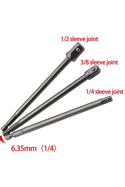 Choice 3pc 150mm Set 3pc 150mm Adapter Electric Screw 1/2 Driver Square Head 3/8 Hexagonal 1/4 Extended Ada