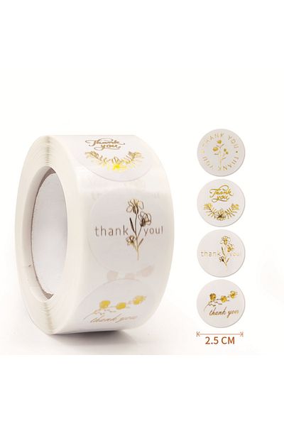 Choice H0593-100pcs 100-500pcs Gold Foil Thank You Stickers For Gift Card Box Package Party Wrapping Decora