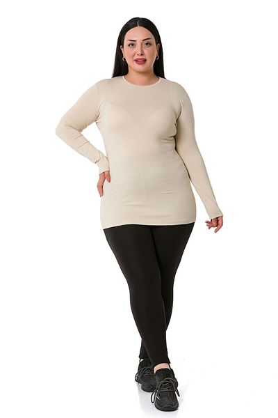 DISENTIS MODEST Plus Size Crew Deck mânecă lungă viscoză Bej Body