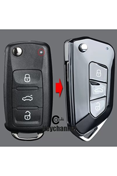 Choice حافظة مفاتيح سيارة Vw 3 أزرار قابلة للطي وتعديل غطاء مفتاح على طراز Go...