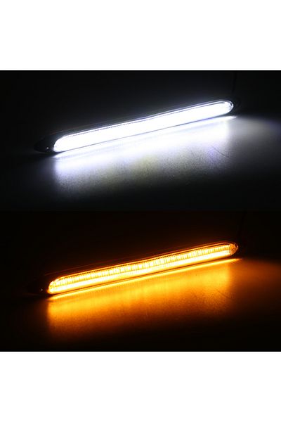 Choice 23.5 سم أبيض أصفر قطعتين 12 فولت LED DRL شرائط بدء تشغيل ضوء النهار للمصابيح الأمامية للسيارة