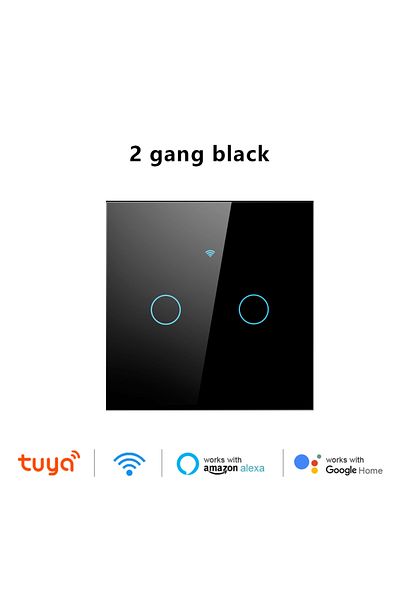 manhot 2 Gang (BLACK)-eu Tuya Wifi Smart Touch Light Eu Switch Wireless Remote Led Light Switches No Neutra