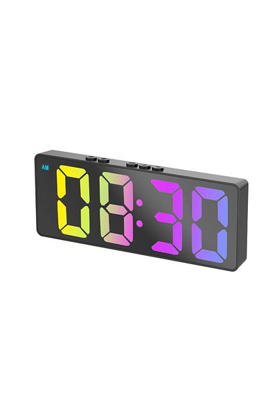 Choice Black Colorful Led Alarm Clock Electronic Student Digital Clock Voice Control Dual Snooze 12/24h Dua