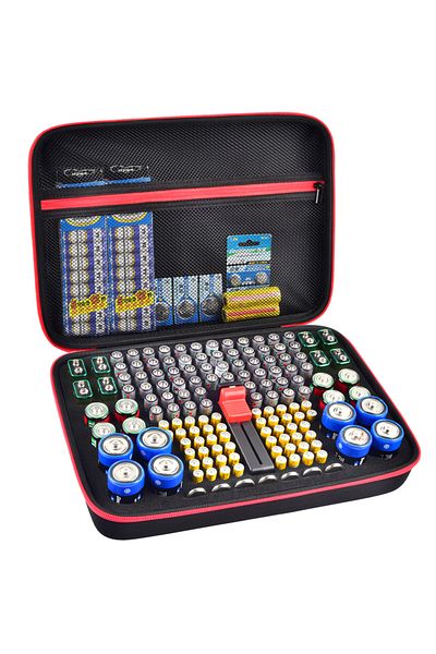 Choice Black Battery Organizer Case Batteries Storage Bag Holder Container With Tester Checker. Garage Orga