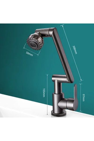 Choice Grey Mechanical Arm Universal Faucet Bathroom Kitchen Splashproof Faucet Bathroom Countertop Basin H
