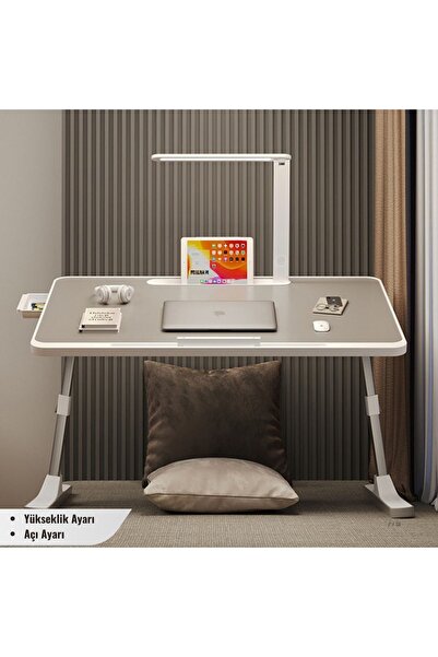 Ofisfix N9 Gri Yükseklik & Açı Ayarlı Laptop Sehpası | Katlanır Çalışma Masası | Fonksiyonlu Yatak Sehpası