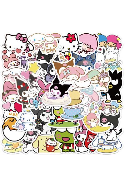 Choice 50pcs 50pcs Sanrio Stickers Cute Cinnamoroll Kuromi My Melody Sticker For Laptop Girls Sanrio My Mel