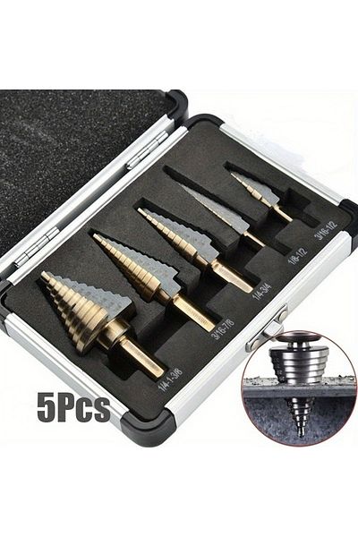 Choice Black 5pcs Cobalt Multiple Hole Step Drill Set Aluminum Tool Box Metal Drilling Tool