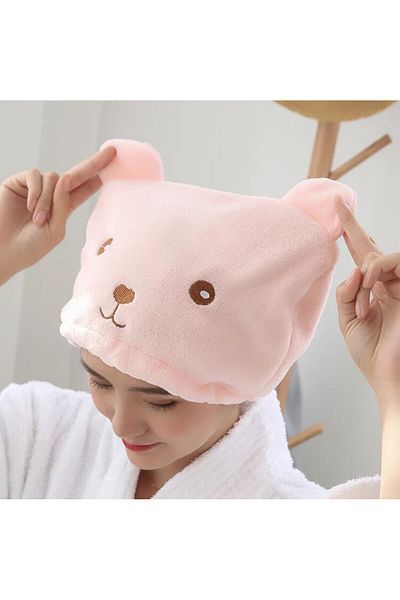 Choice 1pc Red Super Absorbent Hair Drying Bath Towel Cap Cute Cartoon Bear Microfibre Soft Dry Hair Wrap B