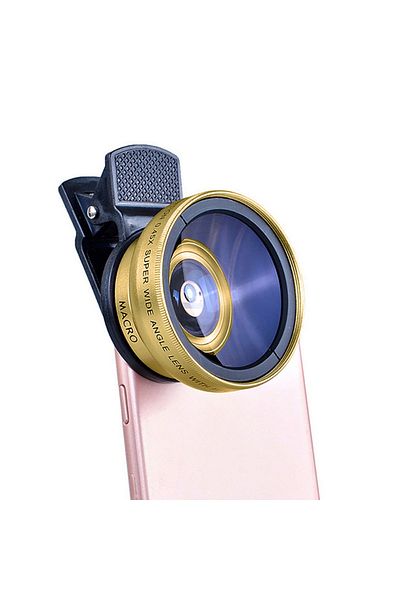 Choice Gold Uslion 2 In 1 Phone Lens Kit 0.45x Ultra Wide Angle Macro External Cellphones Lens Hd Camera Un