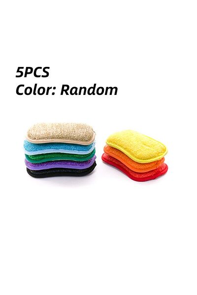 Choice 5pcs 5pcs Super Absorbent Microfiber Double Sided Scrub Sponge For Dishwashing Kitchen Bathroom Clea