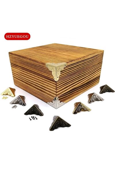 Choice 12pcs Wooden Box Corner Protector Cover Guard with Nail for Jewelry Chest Wine Gift Case Decorati...