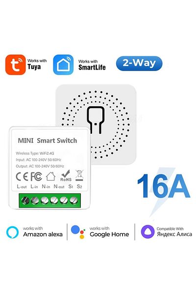 Choice Black Tuya Mini 16a Wifi Switch Smart Life App 2 Way Control Smart Home Automation Module Interrupto