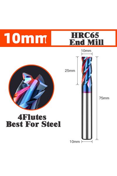 Xuhan tools 10x10dx75l-4f 4 Flutes Hrc65 Carbide End Mill Cnc Cutting Tools Alloy Carbide Milling Endmills Milli