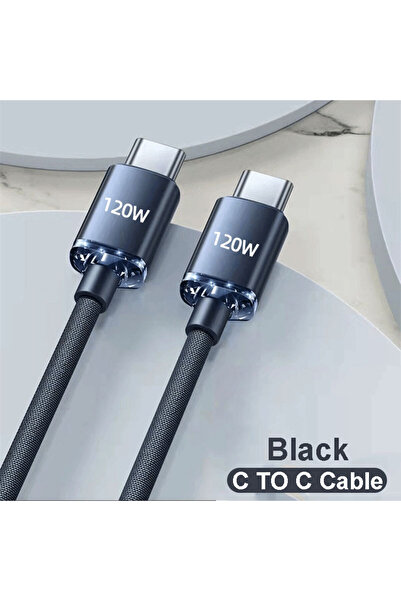 Choice كابل NNBILI جديد 120 واط من النوع C إلى النوع C أسود بطول 1.5 متر لهاتف PD مع شحن سريع من USB A إلى USB C D
