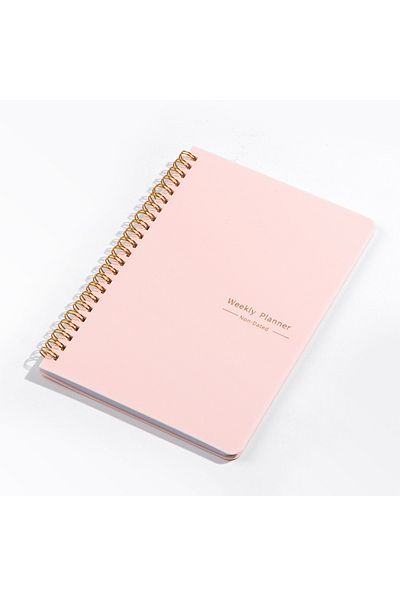 Choice Peach Undated Weekly Planner A5 Weekly Goals Spiral Binding Notebook Planner Agenda Record Daily Pla