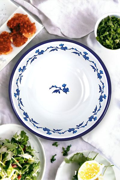 İnci Emaye 20 cm Enameled Bowl Plate, Pit Plate, Salad Plate, Chips Plate