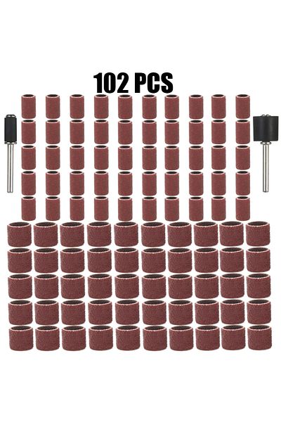 Choice 102pcs 102pcs/set 80grit Sanding Drums Kit Sanding Band 1/2 1/4 Inch Sand Mandrels Fit For Dremel Na