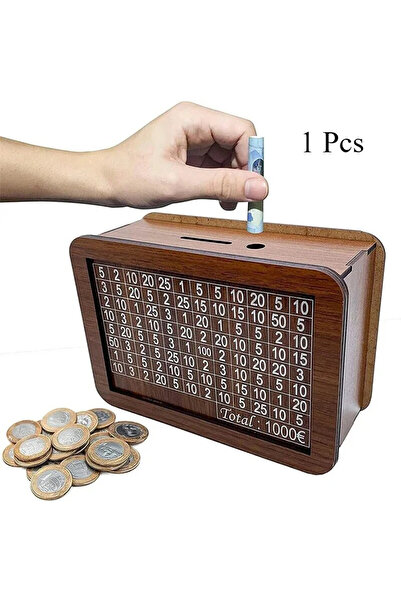 Choice Eur 1000 1 Pcs Wooden Diy Piggy Bank Reusable Handmade Money Box, Piggy Bank With Saving Goal And Nu