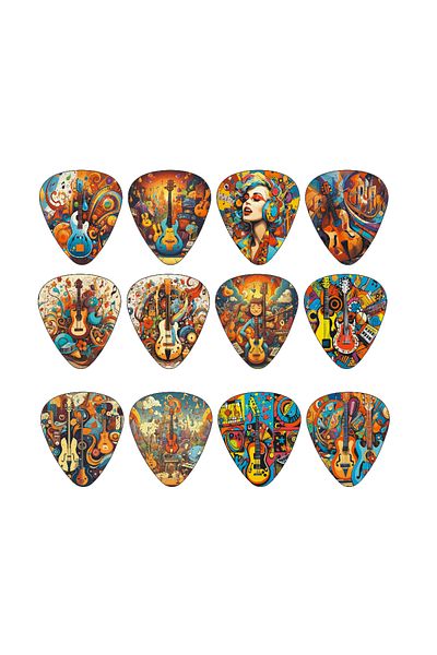 Choice 0.46mm Musical Elements New 0.46/0.71/1.0mm 12pcs/set Guitar Paddles Cartoon Couples Acoustic Guitar