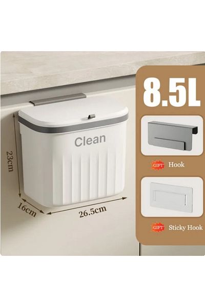 Choice 8.5l White No Lid Kitchen Trash Can Wall Mounted Hanging Trash Bin With Lid Garbage Can For Cabinet