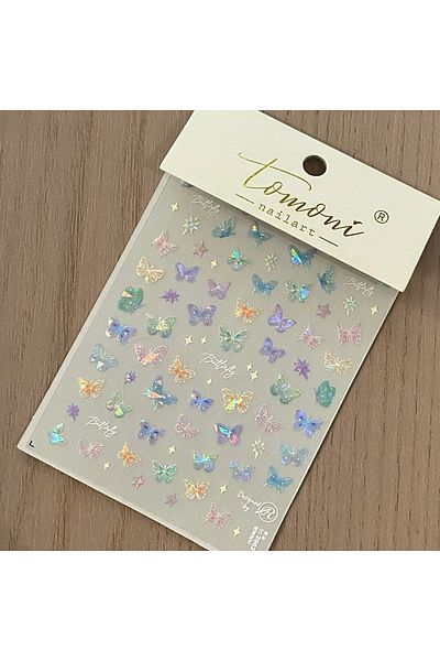 Choice 1sheet 1/5set Fashion Butterfly Wing Streamer Laser Stickers Advanced Embossed Nail Art Stickers Col