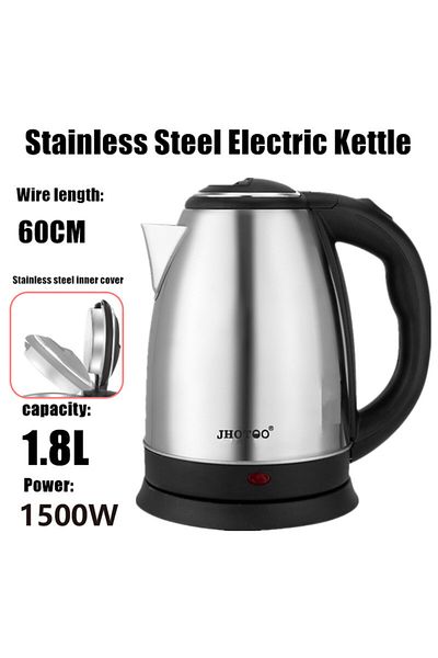 Choice Eu White 1.8l 220v Stainless Steel Electric Kettle Silver Black Base Separation Desion Rust-resistan
