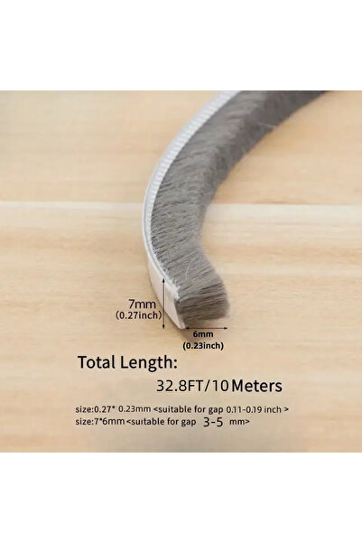 Choice 7mm 6mm 10M GRAY 32.8Ft Weather Stripping Door Window Seal Strip, Selfadhesive Strong Adhesion, Soun