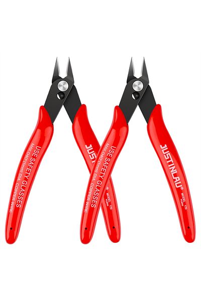 JUSTINLAU Red 2pcs Mini Nose Cutting Plier Electrical Wire Cable Cutter Metal Side Snips Flush Pliers Conveni