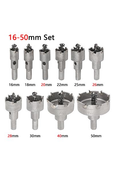 SHENSEN 16-50mm 10pcs 10pcs16-53mm Alloy Hole Saw Set Carbide Tip Tct Metal Cutter Core Drill Bit Kits For S