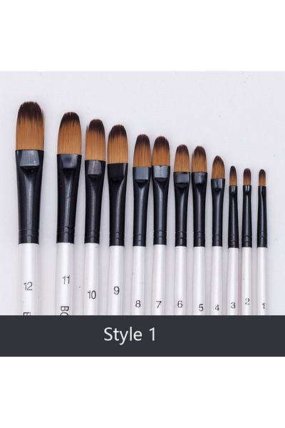 Choice Style 1 12pcs Nylon Hair Wooden Handle Watercolor Paint Brush Pen Set For Learning Diy Oil Acrylic P