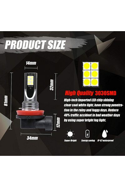 NLpearl H11 2pcs H8 H11 Led Bulb 9005 Hb3 9006 Hb4 H1 H3 H7 Car Csp Led Fog Headlight Bulbs Day Driv
