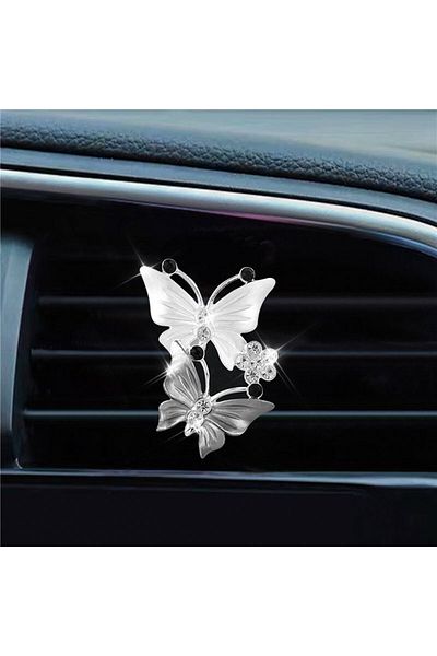 Choice Grey Car Air Outlet Perfume Clip Exquisite Diamond-studded Butterfly Air Conditioning Air Outlet Jew