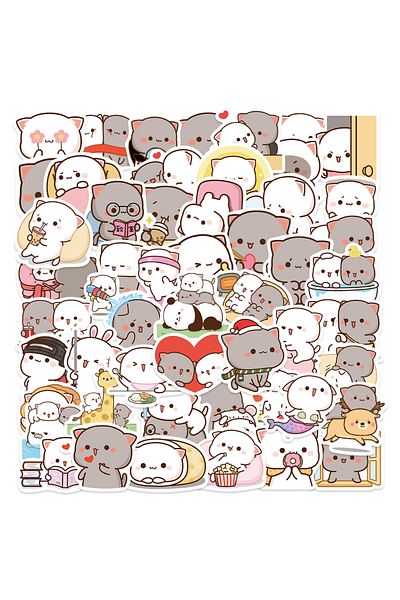 Choice 50pcs-random 50pcs Cute Peach Cat Stickers For Water Bottles Kawaii Waterproof Pvc Stickers For Lapt