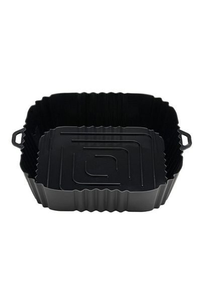 Choice Black 1pc Air Fryer Oven Baking Tray Silicone Tray Fried Chicken Pizza Mat Oilless Silicone Pan Air