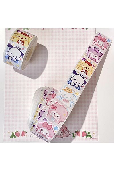 Choice D Sanrio Cartoon Sticker Roll/500pcs Cute Cinnamoroll My Melody Kuromi Reward Stickers Student Hand.