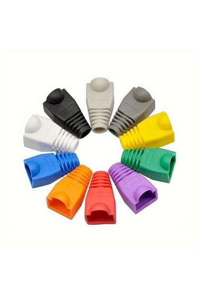 Choice 50 قطعة من مزيج الألوان - 50 قطعة من أغطية موصلات شبكة إيثرنت Cat5e Cat6 Rj45 الملونة لتخفيف الضغط B