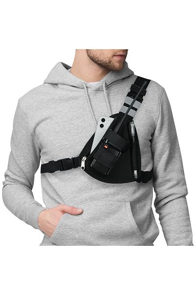 BAOFENG Black &abbrree Radio Chest Harness Tactical Vest Nylon Vest Chest Rig Pack Bag Pouch Holster