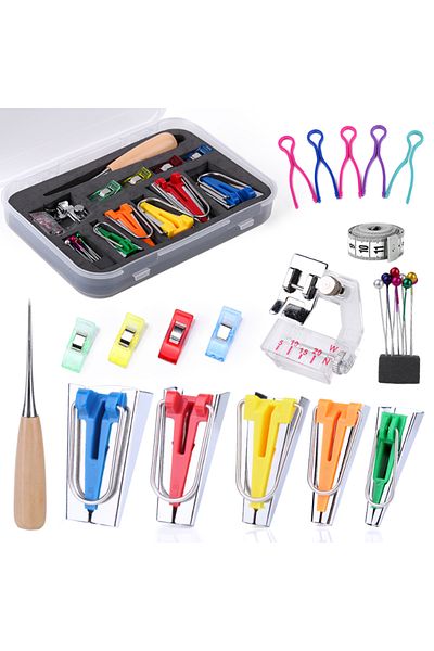 Choice Imzay Bias Tape Makers Set Different Sizes Bias Tape Maker Plastic Sewing Clips Wooden Awl Sewing...